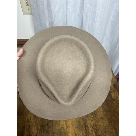 Vintage Akruba Snowy River Pure Fur Felt Australian Cowboy Hat Size 59 Feather - Picture 7 of 14